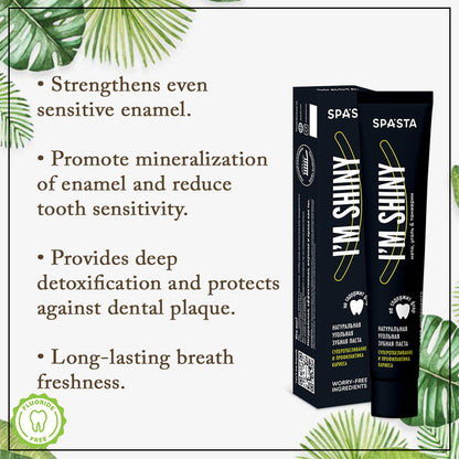 "I'm Shiny" Toothpaste Super Whitening & Decay Prevention With Mint, Charcoal & Tangerine