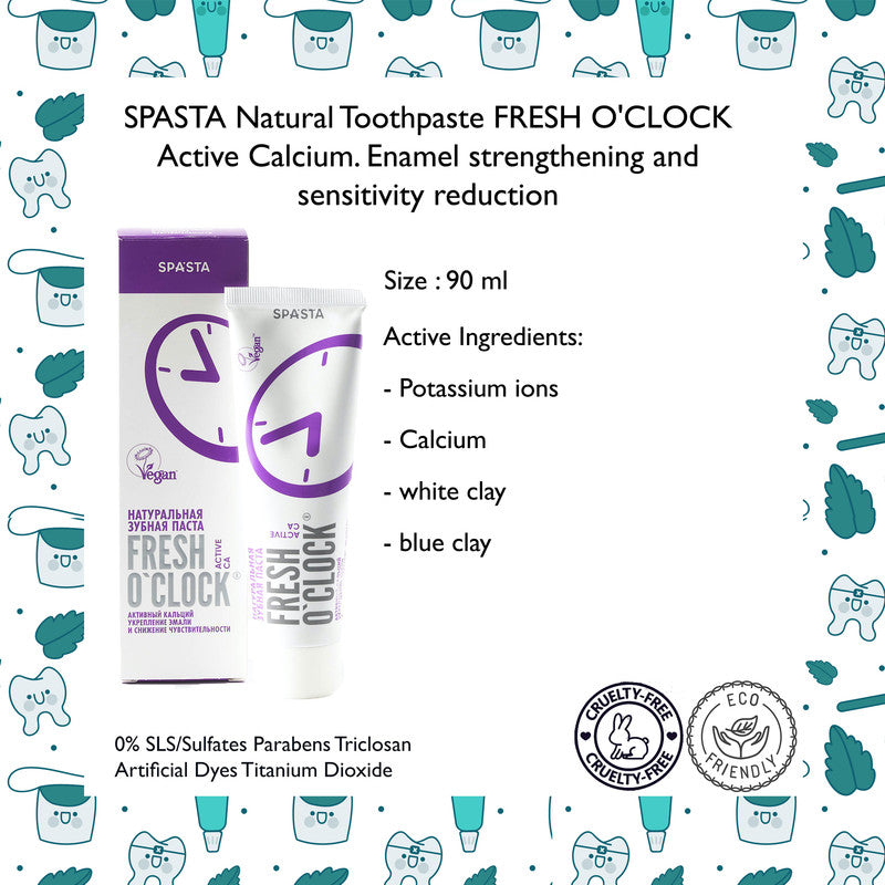 Fresh O'clock Toothpaste Active Calcium for Enamel Strengthening & Sensitivity Relief
