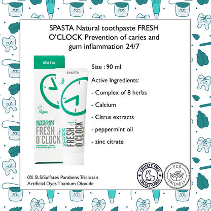 Fresh O'clock Toothpaste Ice Herbs Protection of Cavity & Gum Inflammation 24/7